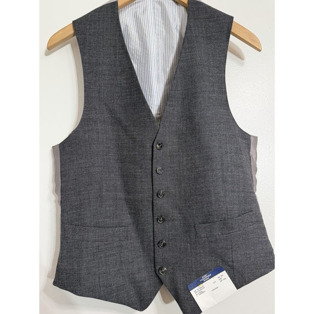 NEW Hart Schaffner Marx Suit Vest Mens Wool Blend CHICAGO Gray Size 38/33S